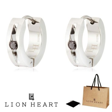 正規品 送料無料 ライオンハート LION HEART 2点セット 両耳用 フープ ピアス LHMP001 LHMP001NS ステンレス 316L サージカルステンレス キュービックジルコニア メンズ レディース ユニセックス シルバー 男性 女性 ギフト プレゼント おすすめ 誕生日 クリスマス バレンタイン お祝い 新品 送料無料