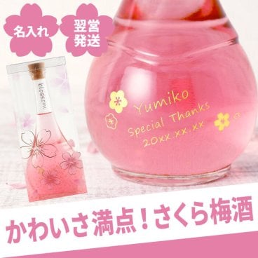 【 送料無料 】【 名入れ さくら 梅酒（単品） 500ml 】 プレゼント 女性 30代 40代 50代 60代 70代 お酒 南高梅 ピンク 金箔 かわいい おしゃれ 名前入り 名入り ギフト 誕生日 母 妻 彼女 祖母 退職 還暦 古希 長寿 記念品 贈り物 おすすめ お祝い