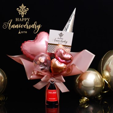 バルーン アレンジ スパークリング ワイン付 【375ml】ウエディング 電報 結婚式 結婚 プレゼント 開店祝い 記念日 祝い 父の日 卒業式 卒業 入学祝い 転勤 誕生日 成人 大人 御祝 祝電 就職祝い  酒  シャンパン 名入れ バレンタイン ホワイトデー