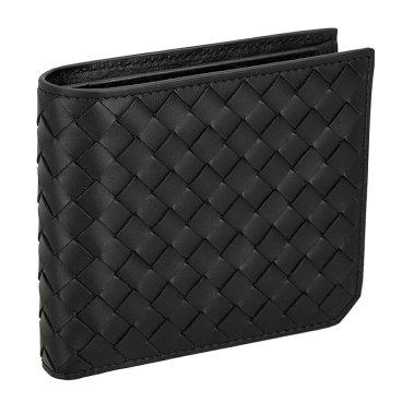 ボッテガヴェネタ BOTTEGA VENETA 財布 二つ折り財布 折りたたみ財布 小銭入れ付き イントレチャート 805654-V69G1 8803 メンズ ブラック