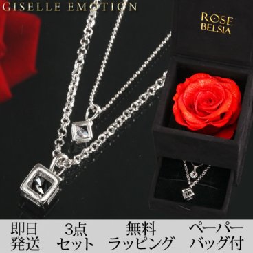 【最短翌日お届け】ペアネックレス【美女と野獣】ROSE　BELSIA（バラの限定ケース付き）男女ペア 記念日のプレゼント ブリザードフラワー ホワイトデー クリスマスプレゼント