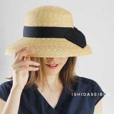 即納 石田製帽 麦カサブランカ SB-CA-10-20SS[日本製 麦わら帽子 レディース 帽子 ストローハット おしゃれ かわいい ハット 麦藁帽子 むぎわら帽子 夏 夏物 ファッション 日差し 日よけ リボン UVカット UV 紫外線 紫外線カット 通気性 麦]
