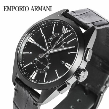 エンポリオアルマーニ EMPORIO ARMANI 時計 ウォッチ メンズ 腕時計 クロノグラフ クォーツ ステンレス レザー ブラック AR11483