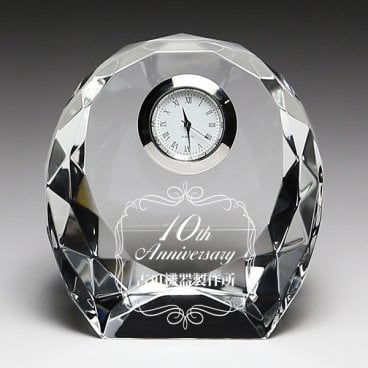  結婚祝 周記念 誕生祝 開店祝 退職祝 還暦祝 クリスタル時計 DT-17 名入れ無料