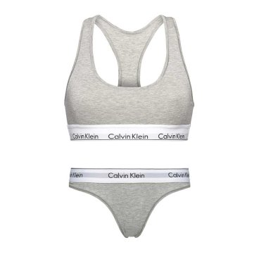 カルバンクライン Calvin Klein(CK) ブラジャー Tバック ショーツ セット スポーツ ジム 筋トレ 運動 無地 下着 F3785+F3786 020 レディース グレーヘザー