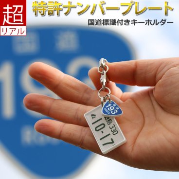 国道標識付 特許ナンバープレートキーホルダー ストラップ ポスト投函 メール便（ネコポス）送料無料/レーザー彫刻 フレーム付き 自動車ナンバーキーホルダー 鍵 スマホ キーケース キーリング 父の日 母の日 敬老の日 プレゼント ギフト