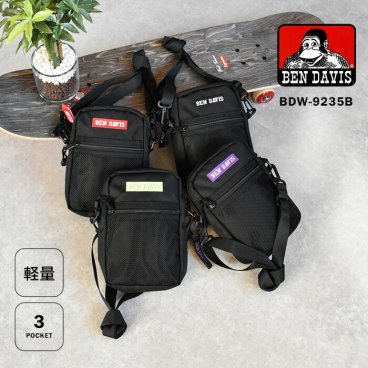 ショルダー バッグ ミニショルダー スマホ SHOULDER ミニバック ショルダーバッグ BEN DAVIS ベン・デイビス ショルダー 斜め掛け コンパクト 男女兼用 ゴリラ ストリート STRE ET BRAND フェス FES サブバッグ ワークブランド メッシュ