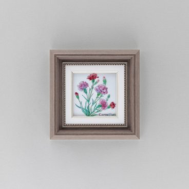 カーネーション 七宝焼き　アートフレーム　絵画