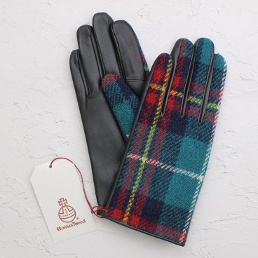 KURODA クロダ 女性用 Harris Tweed グローブ スクワラン加工 手袋 スマホ対応 レディースグローブ ラムレザー 羊革 ツイード生地