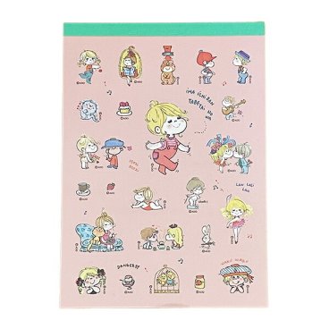 水森亜土 メモパッド(シール付) ピンク 文具 日本製