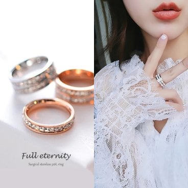 サージカルステンレスリング Full eternity ring 316L ステンレス製 華奢リング 極細リング ピンキーリング ミディーリング メンズ レディース ユニセックス 指輪 アクセサリー キュービックジルコニア ニッケルフリー　金属アレルギー対応