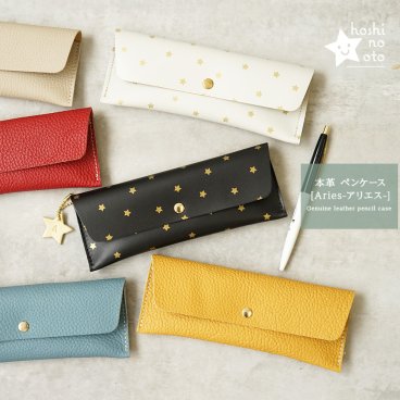 【イニシャル刻印可】日本製 本革 星柄 ペンケース［Aries-アリエス-］hoshinootoブランド