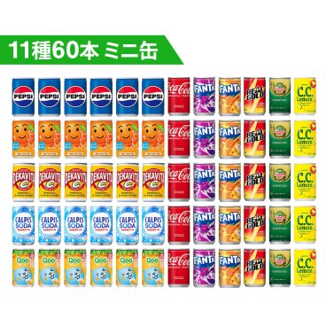 【 送料無料 当日翌日出荷 】炭酸飲料 ジュース ミニ缶 160ml 11種 C 2ケース 詰め合わせ アソート セット 計60本 まとめ買い
