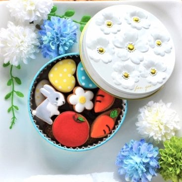 ★カラフルで可愛い(うさぎver)★アイシングクッキー＆ザクザククッキー缶
