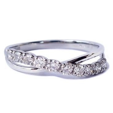 【送料無料】Pt900 0.30ct クロス ダイヤモンド リング ジュエリー 0.3カラット ウェーブ プラチナ プラチナ900 ハーフエタニティ 4月 誕生石ber0329