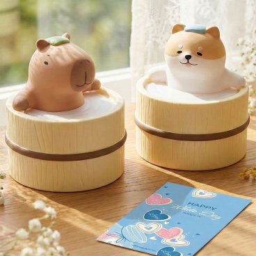 潤いマスコット ゆるり日和 気持ちよさそうな動物に癒される！かわいいインテリア加湿器 誕生日 クリスマス プチギフト ホワイトデー 引越し祝い 景品 デスク周り 友人 同僚 家族 動物好き デスク周り 寝室 リビング 乾燥対策