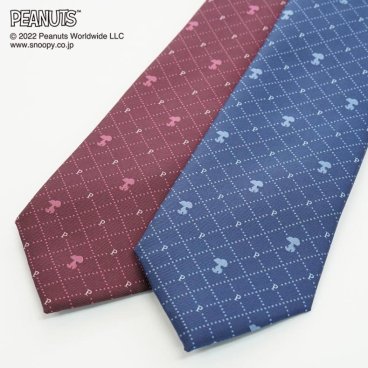 ピーナッツ／ネクタイ　(スヌーピー：マイクロチェック柄)　ブルー、レッド プレゼント ギフト Peanuts necktie  ブランドネクタイ ネクタイブランド キャラクター　ビジネス　フレッシャーズ　マイクロチェック　チェンジタイ PND48168