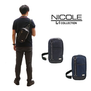 【正規取扱店】NICOLE ニコル ニューアーバン シリーズ NIL230 縦型 ショルダーバッグ ボディバッグ ワンショルダー コンパクト ブランド おすすめ おしゃれ シンプル 黒 ブラック 紺 ネイビー 合皮 サフィアーノ調 トレンド  プレゼント