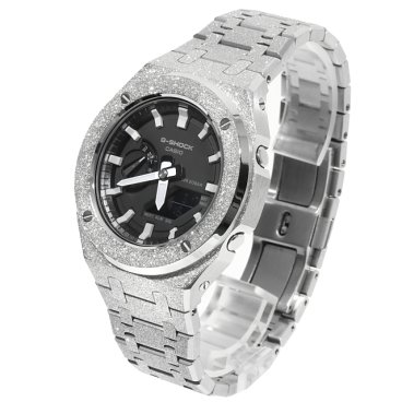 G-SHOCK GA2100 1a フロステッド シルバー カスタム ブラック文字盤 カシオーク ステンレス製 艶消しモデル Frosted Edition