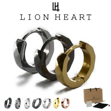 ライオンハート ピアス メンズ カッティング フープ ピアス メンズ サージカルステンレス LH-03EA0015 LION HEART つけっぱなし ステンレス アレルギーフリー メンズピアス 片耳用 1点売り クリスマス 誕生日 プレゼント ギフト 彼氏 ブランド 人気 ランキング