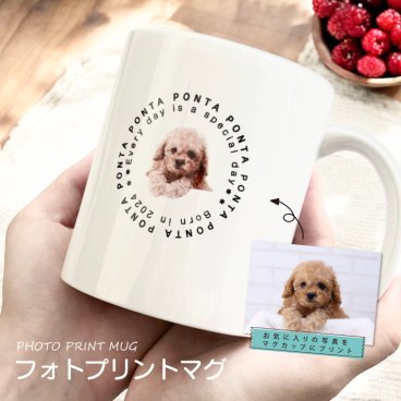 P17 写真入り フォトプリントマグ《サークル》 (うちの子 マグカップ マグ オリジナルマグ プレゼント 記念品 誕生日 ギフト ペット 赤ちゃん 犬 猫 子供 こども 写真 フルカラー プリント)