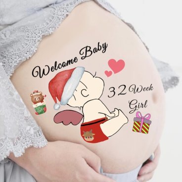 マタニティシール【送料無料】マタニティフォトシール マタニティペイントシール ベリーペイントシール welcome Baby タトゥーシール ボディシール 贈りもの クリスマス 12月24日 Christmas サンタクロース トナカイ 説明書付き 出産祝い ギフト プレゼント