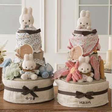 【出産祝い】miffy x Little Dutch ストローラートイおむつケーキ ミッフィー リトルダッチ 赤ちゃん 男の子 女の子 ベビーギフト 出産 メッセージカード ギフトバッグ