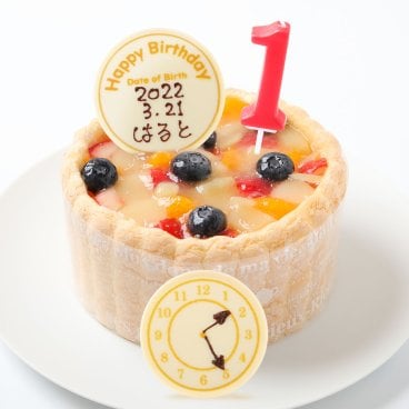 一歳 誕生日 お祝い ファースト バースデーケーキ Birth time付 き 4号 豆乳クリーム １歳 ファ ースト バースデーケーキ 赤ちゃ ん 乳幼児 内祝い １才 ２才 1人分 スマッシュケーキ 
