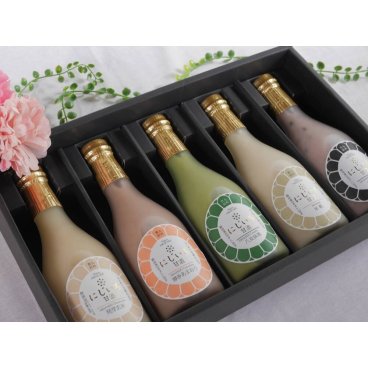 にじいろ甘酒基本の5色ギフトセット（博多あまおう・米糀・八女抹茶・発芽玄米・くろ米）　お歳暮　お中元　ギフト　お祝い　お返し　ノンアルコール　新居祝い　出産祝い　お母さん　友達　敬老　喜寿　還暦　米寿　健康　無添加　親孝行　
