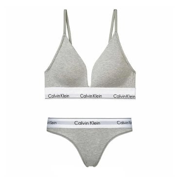 カルバンクライン Calvin Klein(CK) ブラジャー Tバック ショーツ セット スポーツ ジム 筋トレ 運動 無地 下着 QF5650+F3786 020 レディース グレーヘザー