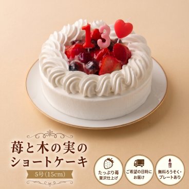 定番人気！名入れ可能 いちごのショートケーキ 苺と木の実 5号(直径15cm) デコレーションケーキ 誕生日プレゼント ギフト 内祝い 周年記念 出産内祝い 結婚祝い 結婚記念日 退職祝い お礼 七五三 秋の行楽 東京土産 手土産 人気