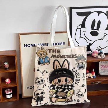ラブブ バッグ レディース トートバッグ キャンバストートバッグ 推し活グッズ 大きい トートバッグ 通勤バッグ 大容量 A4 お買い物バッグ かわいい labubu