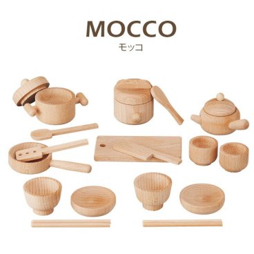 MOCCO モッコ 森のお食事セット W-41[無塗装・無着色の安心な日本製のおままごとセット 出産内祝におすすめの木のおもちゃ 木で出来たおままごと 3歳の誕生日 プレゼントに]