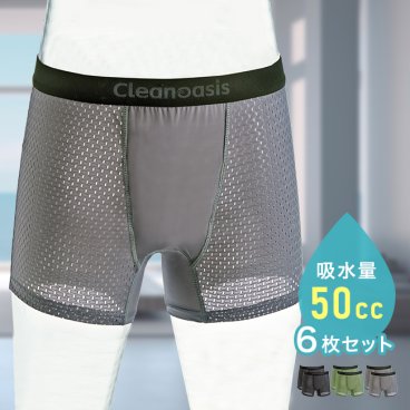 超爽快 メッシュ吸水安心パンツ 6枚組[軽失禁パンツ ボクサー 尿漏れパンツ 失禁パンツ 吸水パンツ 失禁 尿漏れ 吸水 パンツ 尿漏れパンツ男性 男性 メンズ 下着 尿もれパンツ 高齢者 50cc]
