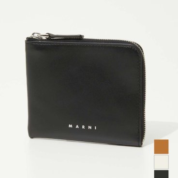 マルニ MARNI PFMO0106U0 P6039 小銭入れ ZIP AROUND メンズ レディース 財布 ミニ財布 コインケース L字ファスナー レザー コンパクトウォレット ロゴ カードケース プレゼント ギフト ブラック アイボリー ビスケット