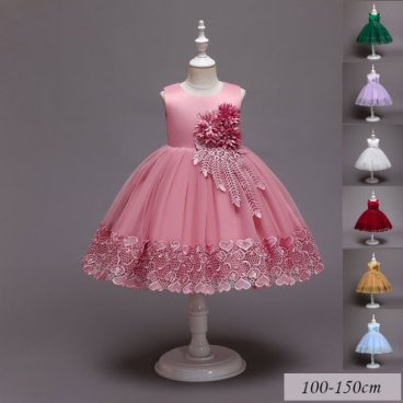 子供ドレス キッズ フォーマル 結婚式 発表会 女の子用 子供服  ワンピース フラワーガール 花柄 ホワイト,イエロー,グリーン,パープル,ワインレッド,ピンク,ライトブルー