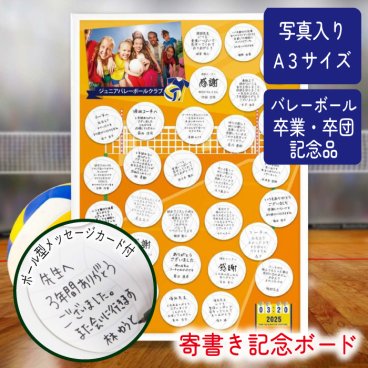 卒団 卒部 卒業 記念品 寄書き 寄せ書き 寄書 オリジナル 写真入り 名入れ 引退 バレーボール バレー 部活 クラブ チーム お祝い お礼 先生 顧問 コーチ / 《カードタイプ》寄せ書きボードA3ホワイトフレーム「バレーボール」