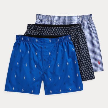 ポロラルフローレン：CLASSIC FIT COTTON ボクサーショーツ 3PK (サファイア・スター/コースタル・フーラード/ヘリテージ・ロイヤル・ギンガム)[ボクサーショーツ/ 男性下着/ メンズインナー/人気ブランド/おすすめギフト/誕生日プレゼント/メンズファッション]