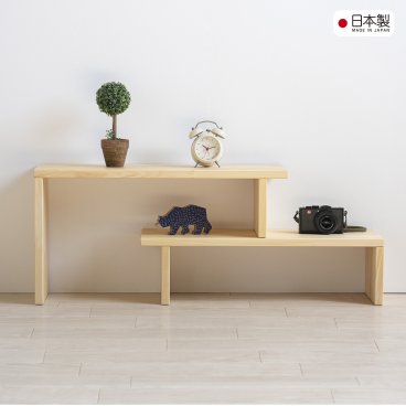 日本製 木製「伸縮フリーラック」 薄型 奥行20cm テレビ台 ローボード TV台 TVボード テレビボード デスクトップ 卓上 シェルフ 天然木