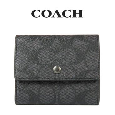 送料無料 コーチ COACH アウトレット メンズ 敬老の日 財布 コインケース CY999 QBMI5(チャコール×ブラック) シグネチャー