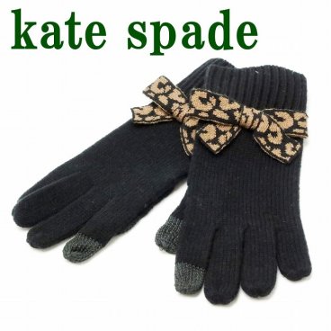 ケイトスペード KateSpade 手袋 グローブ ニット スマホ対応 レディース リボン ラメ レオパード アニマル KS1003755-101 【ネコポス】 ブランド 人気 ランキング
