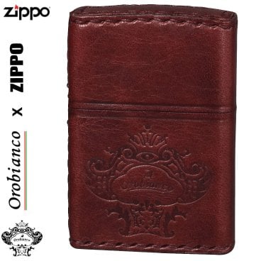 【名入れ】【送料無料】 ZIPPO ジッポ ライター オロビアンコ　OROBIANCO　国産牛革巻き、手縫い ZIPPO ダメージレッド お祝い  卒業 入学 就職 退職　誕生日[ORZ-001-RD]