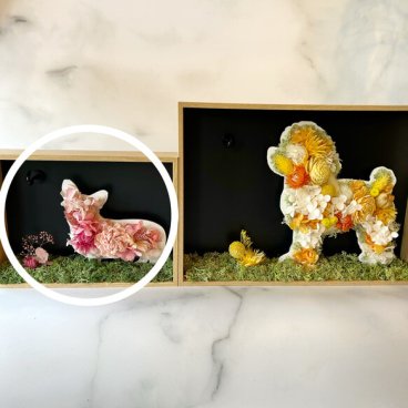 Animalフラワーシルエット A5フレームタイプ送別・お祝い犬・猫・うさぎ名入れ ギフト