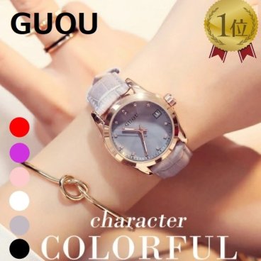 GUOU レディース 腕時計 日本製ムーブメント 女性用 ラッピング無料 かわいい おしゃれ ピンクゴールドケース カジュアル 可愛い 母の日 誕生日  彼女 プレゼント  クリスマス ギフト 入学式 10代 20代 30代 40代 50代 セール