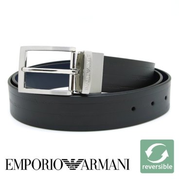 エンポリオアルマーニ メンズベルト リバーシブル レザー 回転式バックル EMPORIO ARMANI ブランド ベルト メンズ ブラック ネイビー EM001772 AF15136 MC080 【ラッピング無料 誕生日 お祝い プレゼント ギフト 贈り物】 送料無料