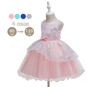 子供ドレス ノースリーブ 結婚式 プリンセス 発表会  かわいい ひざ丈  ピンク グレー 緑 青 80 90 100 110 120  パーティー 七五三