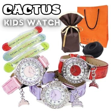 ラッピング済 ギフトセット カクタス 正規品 子供 腕時計 姪っ子 入学祝い キラキラ かわいい キッズ おしゃれ 女の子 女子 防水 こども 誕生日 孫 プレゼント 小学生 7歳 8歳 9歳 10歳 11歳 12歳 プレゼント 実用的 時計 遠足 卒園祝い 入学祝い 孫の日 成人 卒業 入学