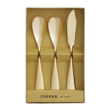 熱伝導率の高い銅製【名入れ無料】カパーザカトラリー/COPPER the cutlery　銅のアイススプーンバターナイフ3本セット ゴールドミラー