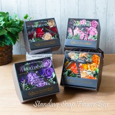 ＼3980円→2980円／ ソープフラワー BRILLIANCE ボックス シャボンフラワー お花 バラ 薔薇 花 プレゼント ギフト 記念日 誕生日 石鹸素材 枯れないお花 メッセージカード付き ピンク 赤 オレンジ 紫 FPP-849
