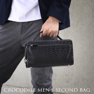 クロコダイル バッグ メンズ セカンドバッグ ダブルファスナー クラッチバッグ ハンドバッグ 鰐 ワニ マット マット加工 高級 男性 ビジネスバッグ 安心 保証書 付き ギフト プレゼント 4FA (06001697r)